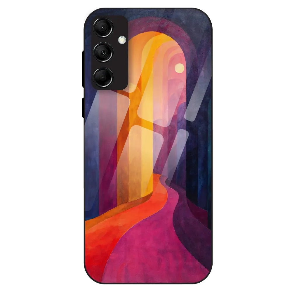 Abstract Sunset Path - Glass Case For Samsung Galaxy M14