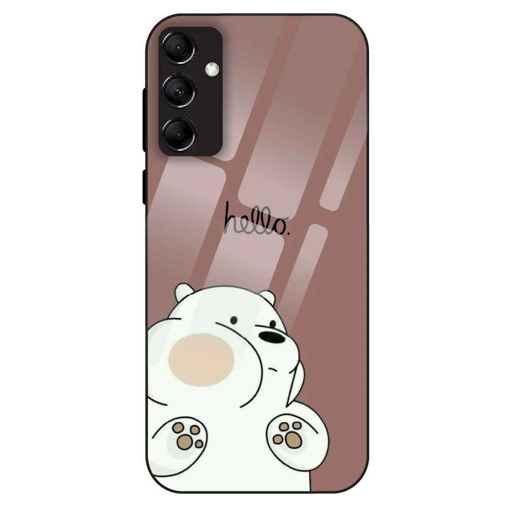 Cute Bear Minimal - Glass Case For Samsung Galaxy M14