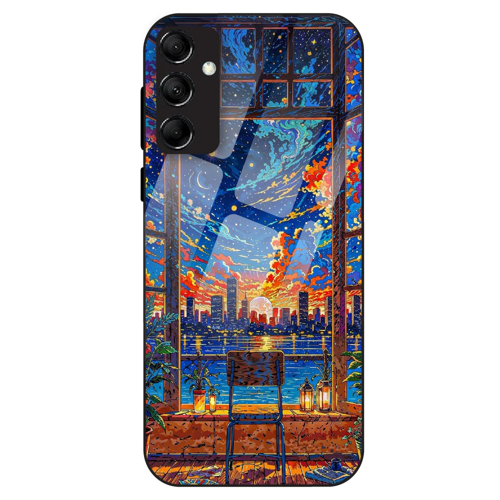 Sunset City View - Glass Case For Samsung Galaxy M14