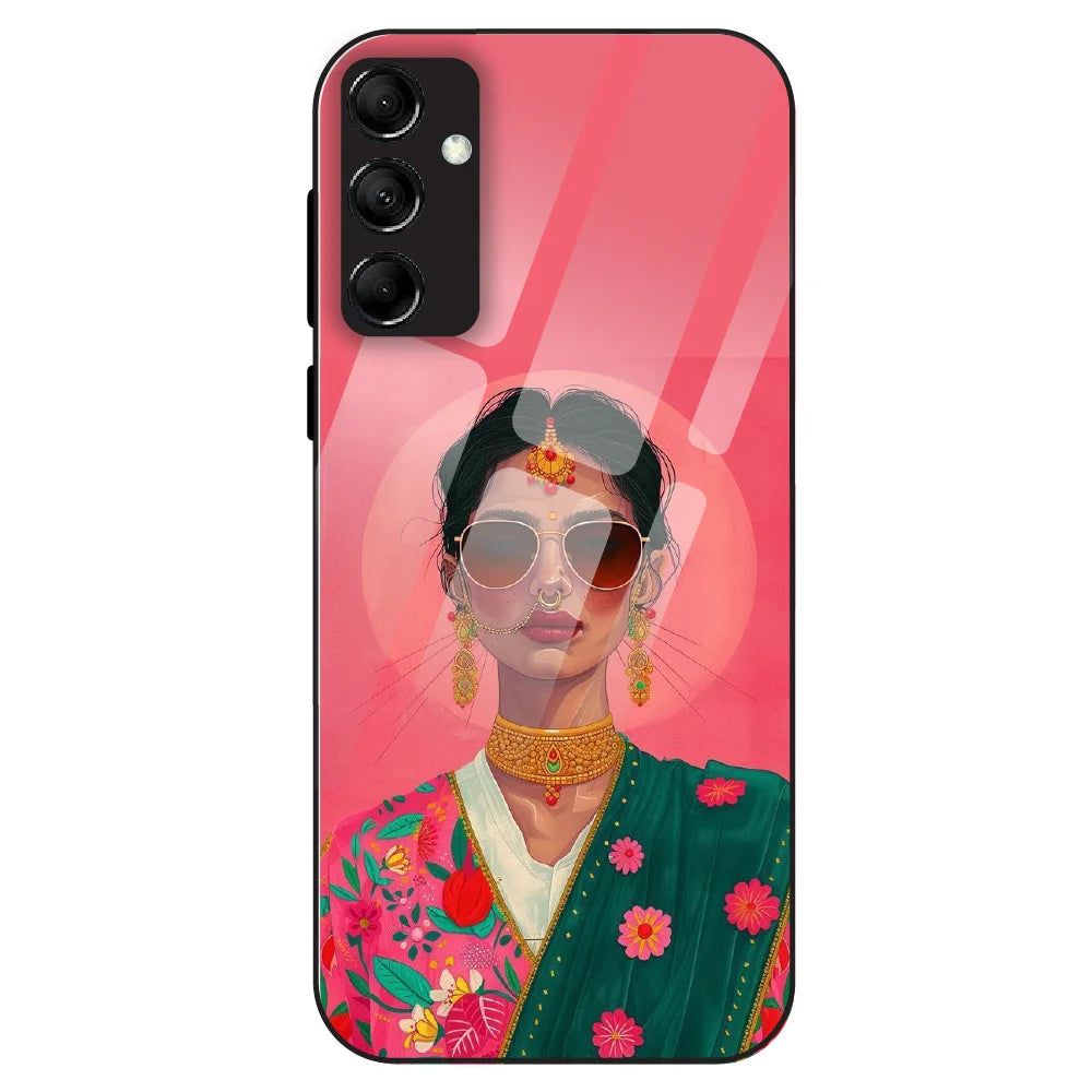 Royal Ethnic Diva - Glass Case For Samsung Galaxy M14