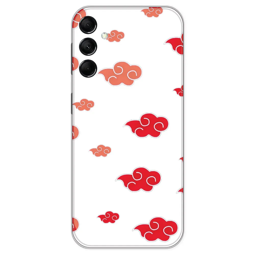 Red Clouds - Clear Printed Silicone Case For Samsung Galaxy M14