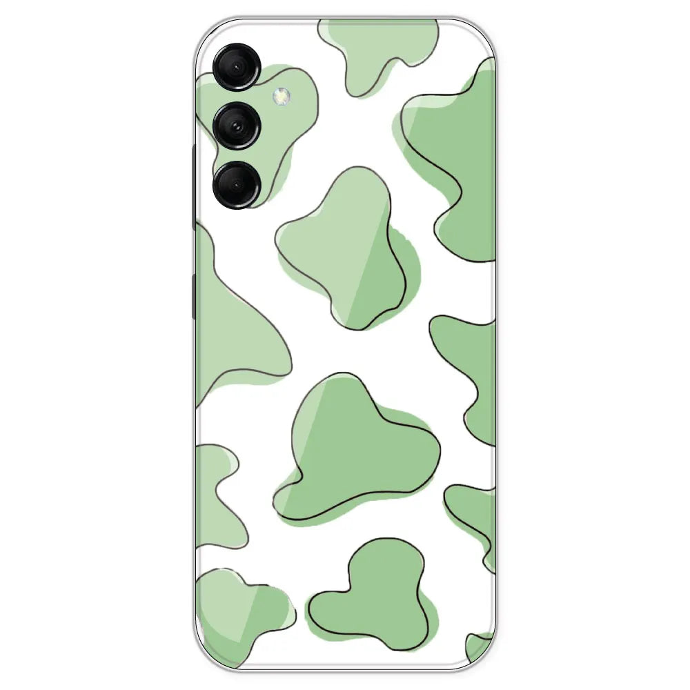 Green Cow Print - Clear Printed Silicone Case For Samsung Galaxy M14