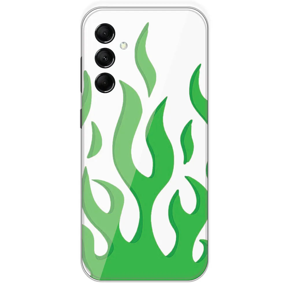 White Aesthetic Flame - Clear Printed Silicone Case For Samsung Galaxy M14