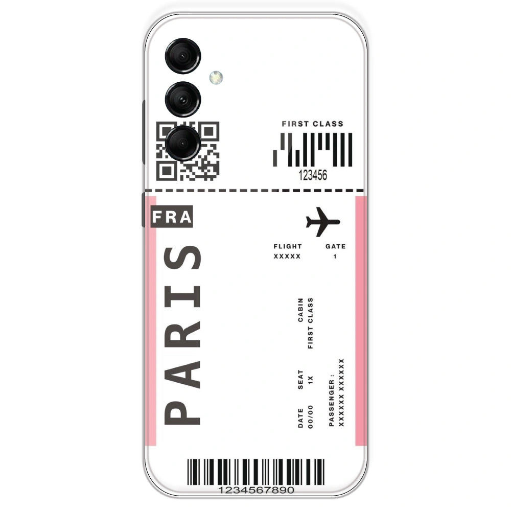 Paris Ticket - Clear Printed Silicone Case For Samsung Galaxy M14