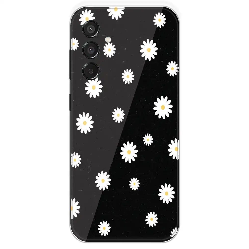 White And Black Flower - Printed Silicone Case For Samsung Galaxy M15