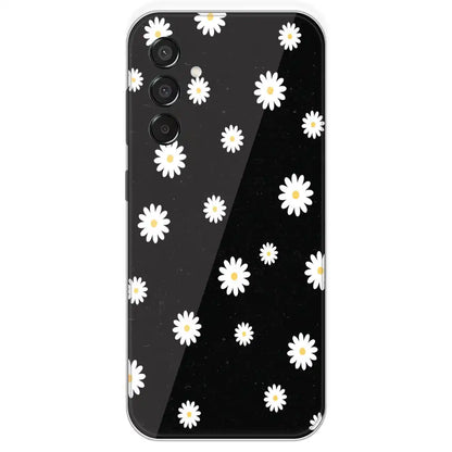 White And Black Flower - Printed Silicone Case For Samsung Galaxy M15