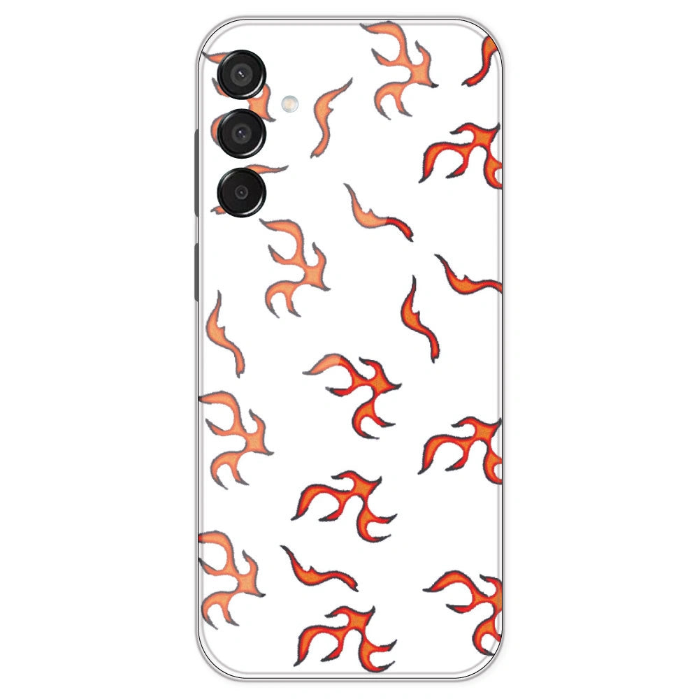 Orange Mini Flames - Clear Printed Silicone Case For Samsung Galaxy M15