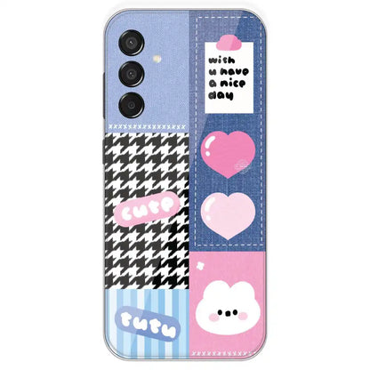 Cute Pink Bear Collage - Printed Silicone Case For Samsung Galaxy M15