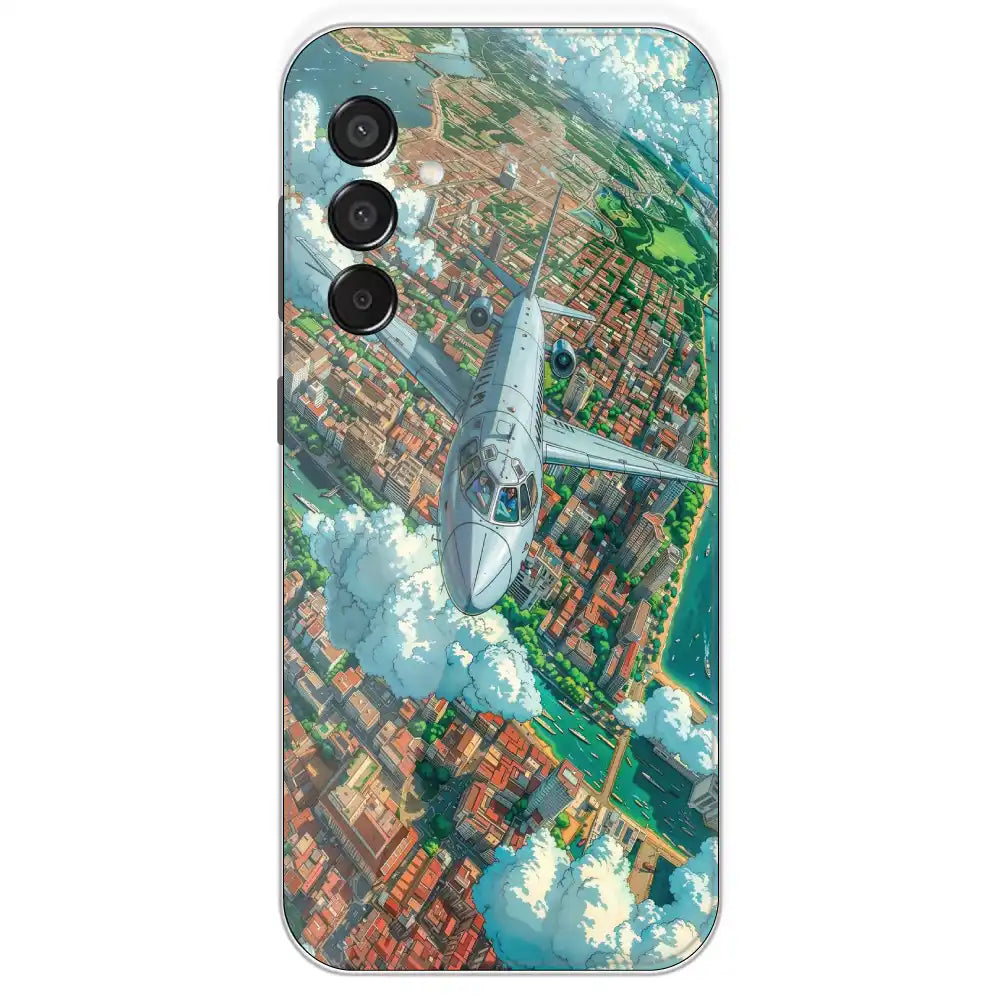 Flying Over City - Printed Silicone Case For Samsung Galaxy M15