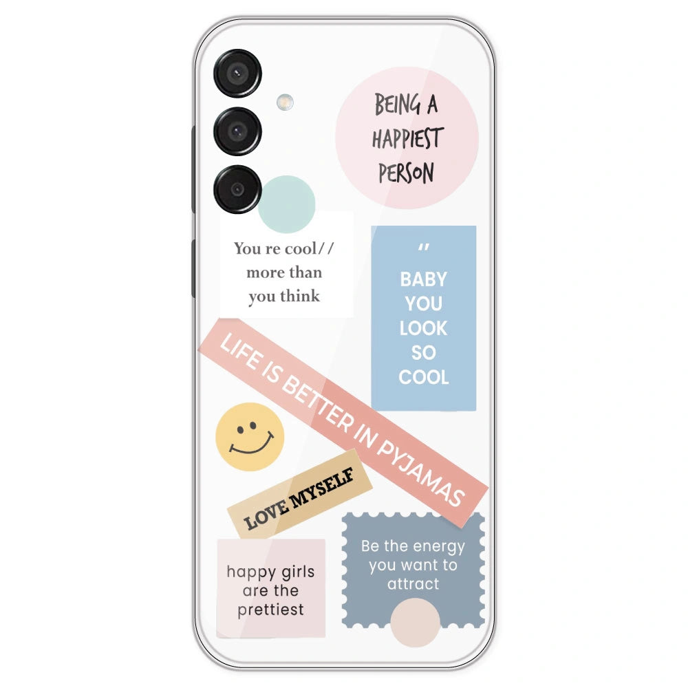 Be Happy - Clear Printed Silicone Case For Samsung Galaxy M15