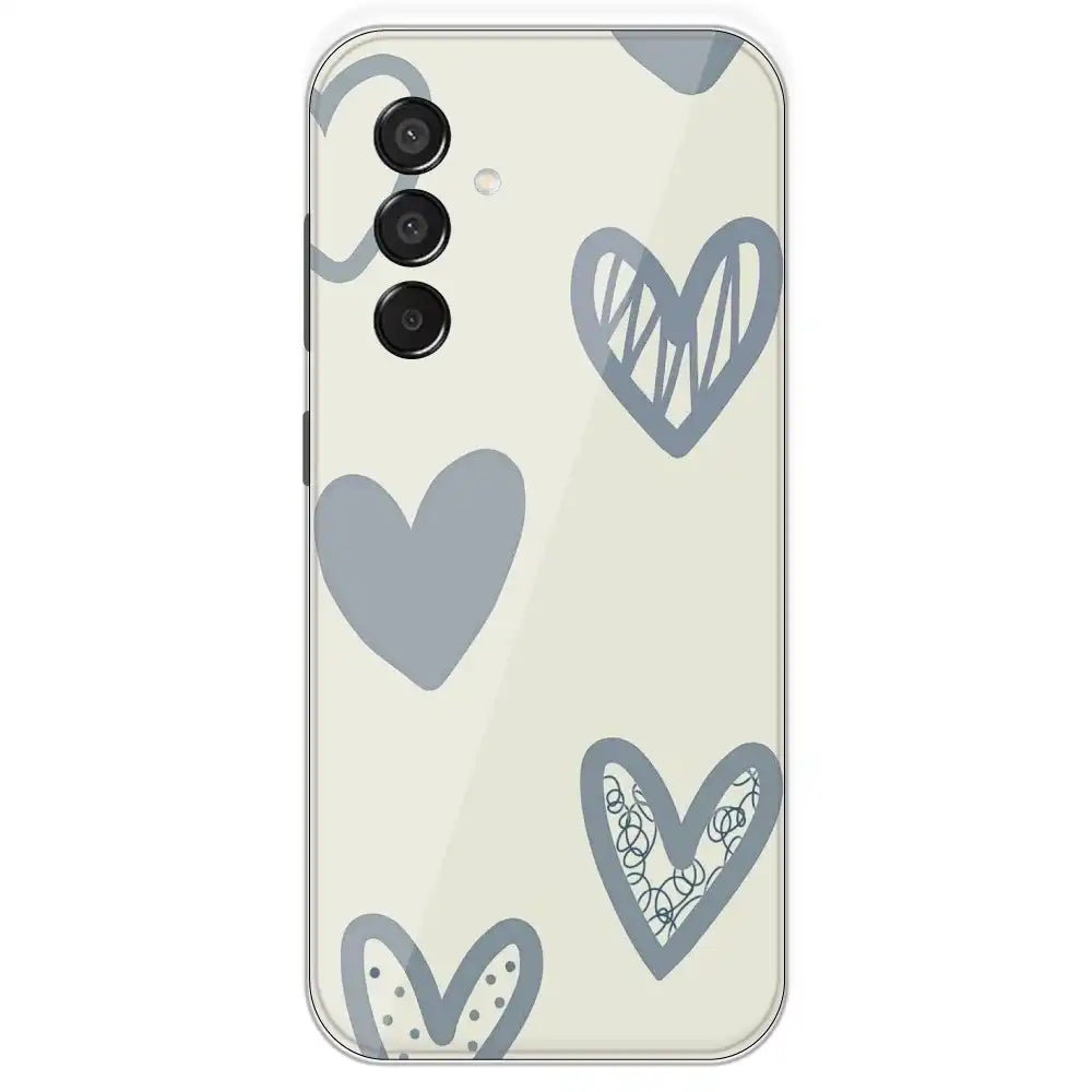 Light Blue Hearts - Printed Silicone Case For Samsung Galaxy M15