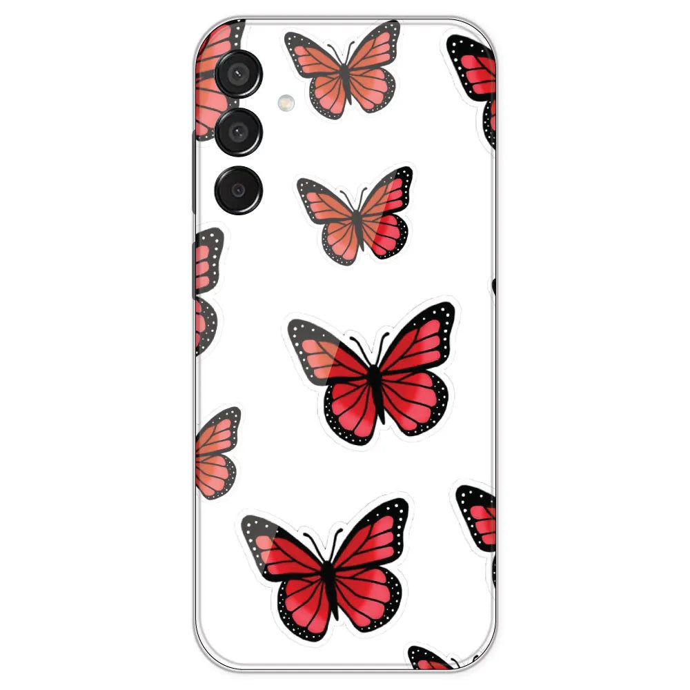 Red Butterfly - Clear Printed Silicone Case For Samsung Galaxy M15