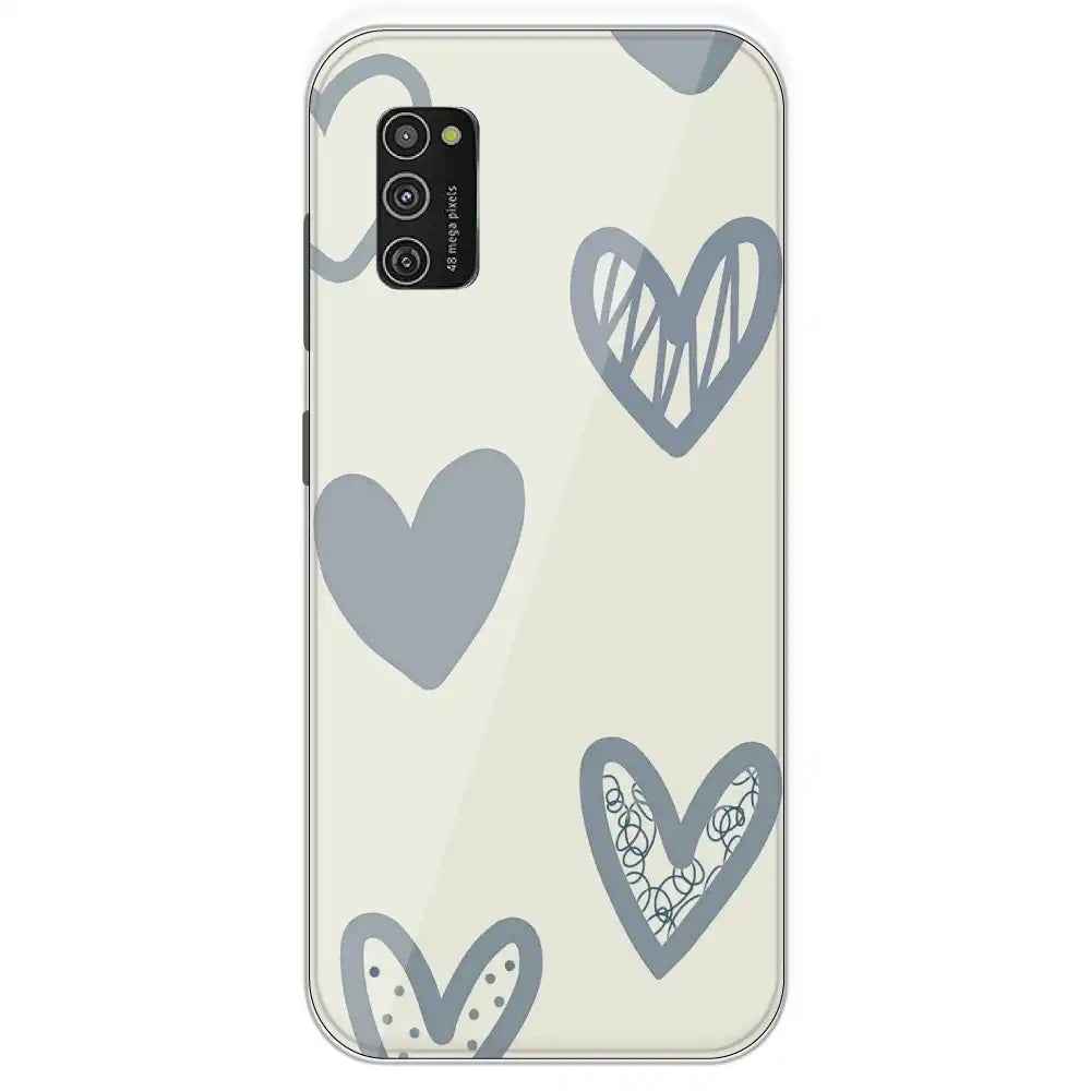 Light Blue Hearts - Printed Silicone Case For Samsung Galaxy M21