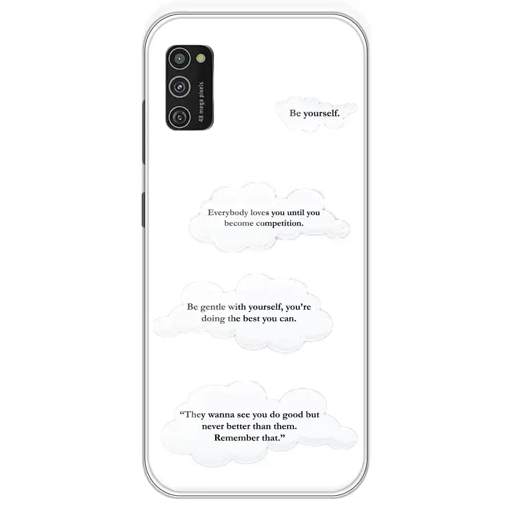 Quotes And Clouds - Clear Printed Silicone Case For Samsung Galaxy M21