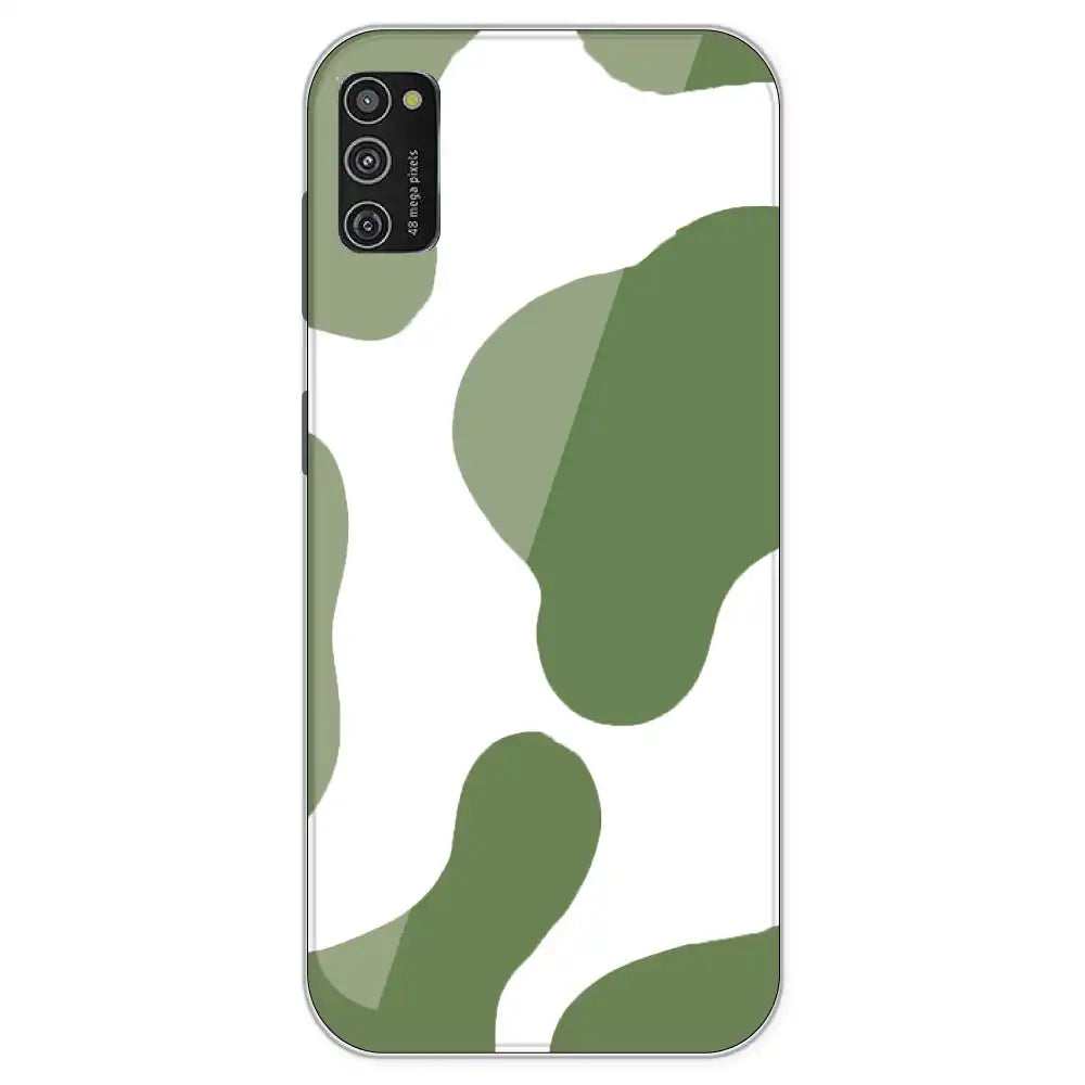Olive Green Cow Print - Clear Printed Silicone Case For Samsung Galaxy M21