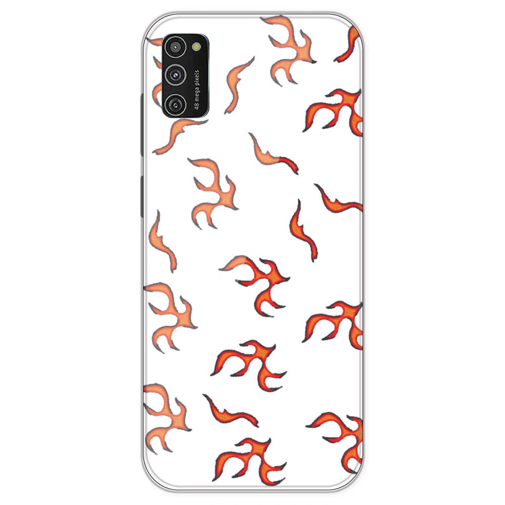 Orange Mini Flames - Clear Printed Silicone Case For Samsung Galaxy M21