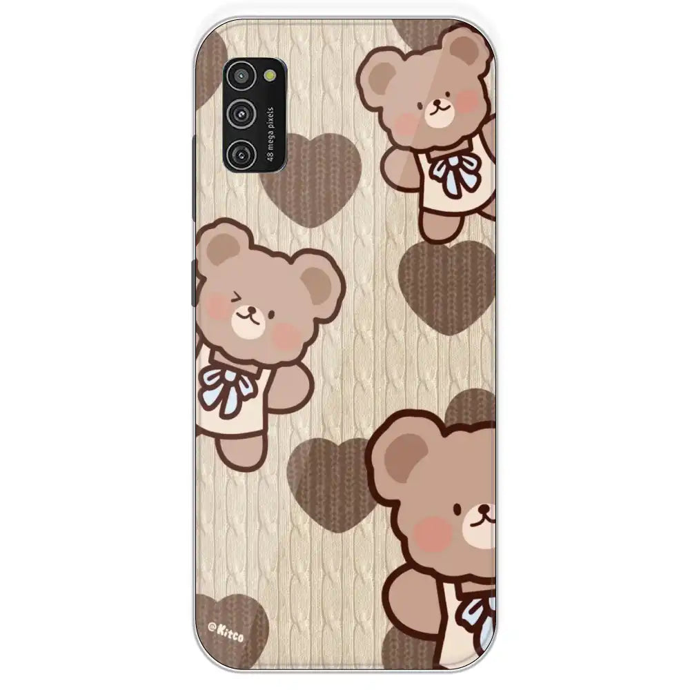 Teddy Heart - Printed Silicone Case For Samsung Galaxy M21