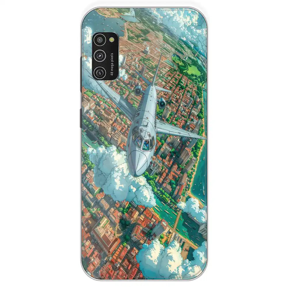Flying Over City - Printed Silicone Case For Samsung Galaxy M21