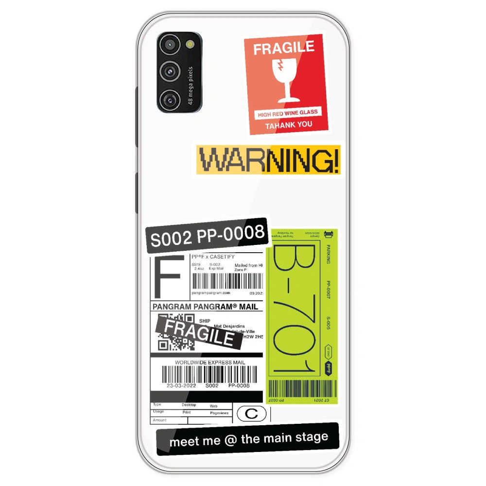 Fragile Labels - Clear Printed Silicone Case For Samsung Galaxy M21