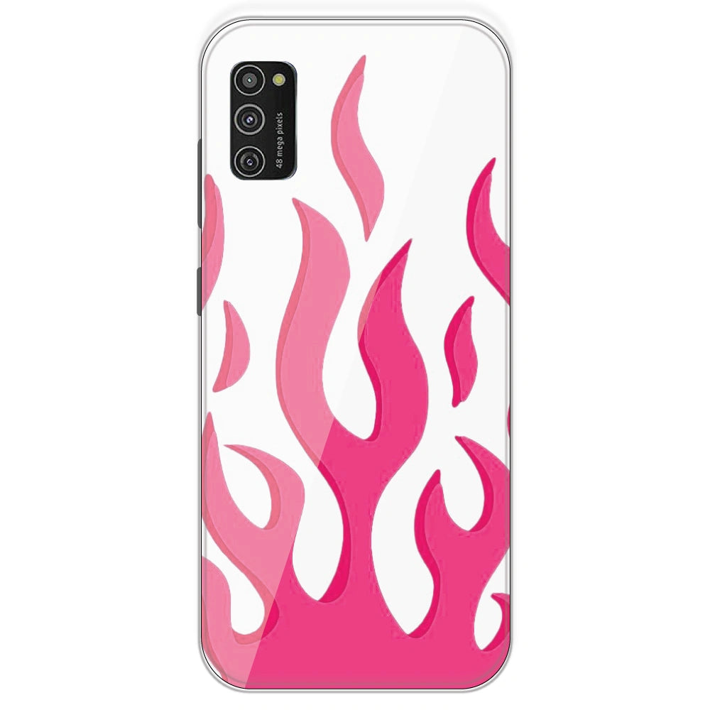 Pink Flames - Clear Printed Silicone Case For Samsung Galaxy M21