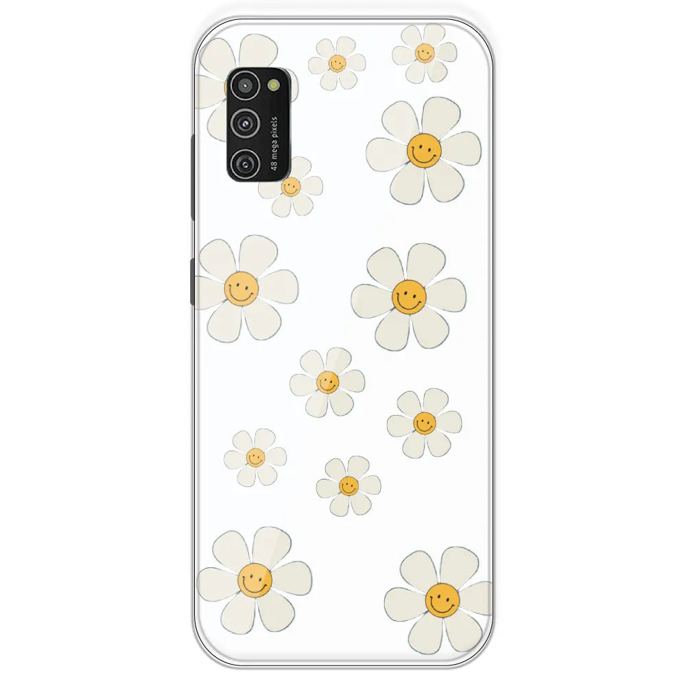 Smile Flowers - Clear Printed Silicone Case For Samsung Galaxy M21