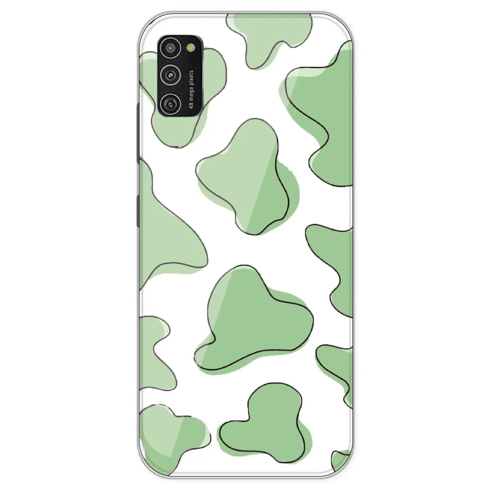 Green Cow Print - Clear Printed Silicone Case For Samsung Galaxy M21