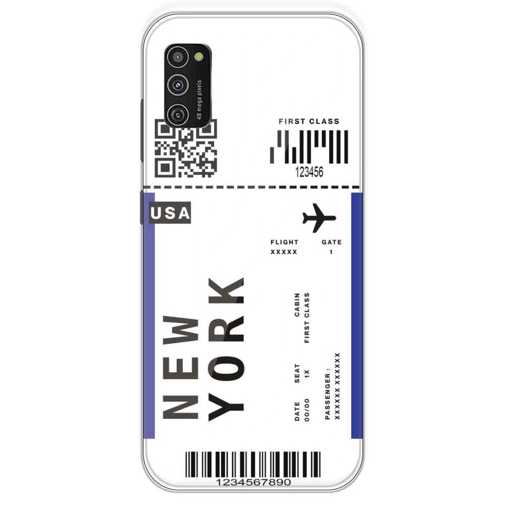 New York Ticket - Clear Printed Silicone Case For Samsung Galaxy M21