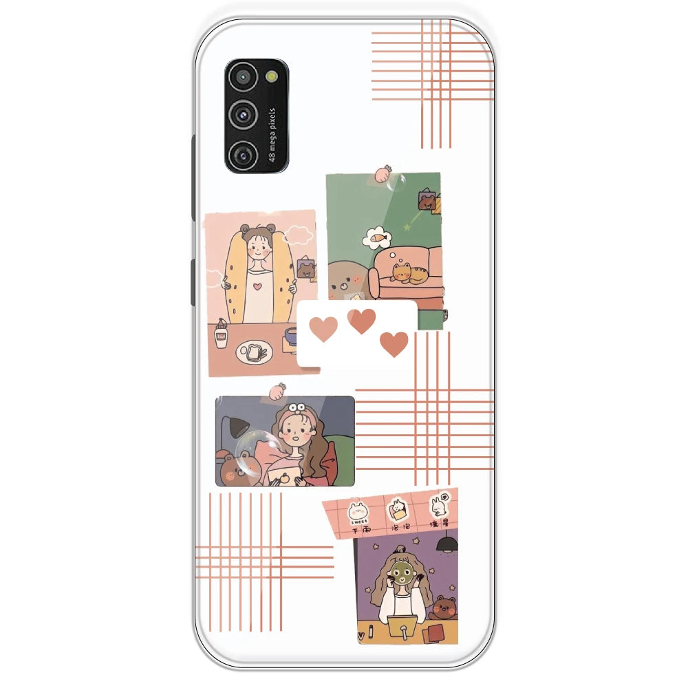 Cute Girl Collage - Clear Printed Silicone Case For Samsung Galaxy M21