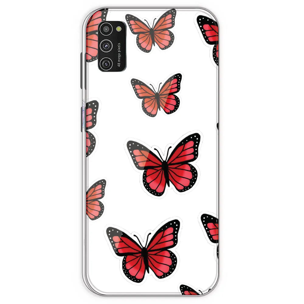 Red Butterfly - Clear Printed Silicone Case For Samsung Galaxy M21