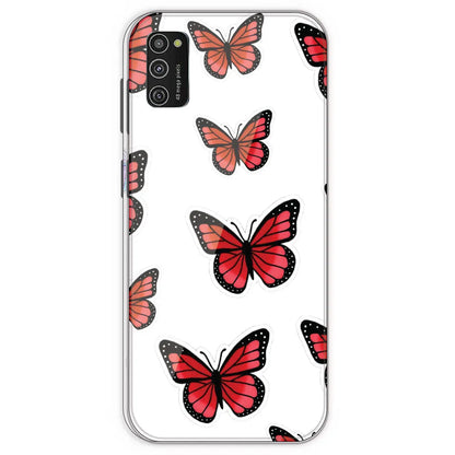 Red Butterfly - Clear Printed Silicone Case For Samsung Galaxy M21