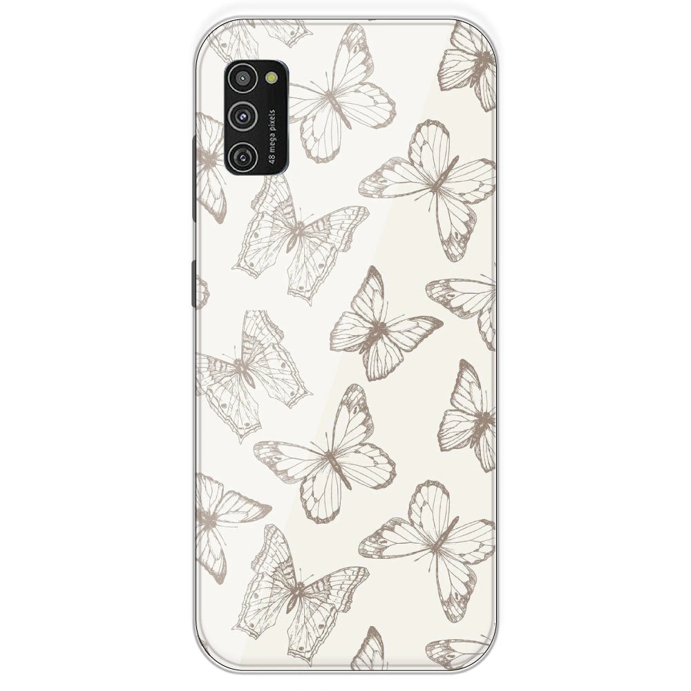 White Butterflies - Printed Silicone Case For Samsung Galaxy M21