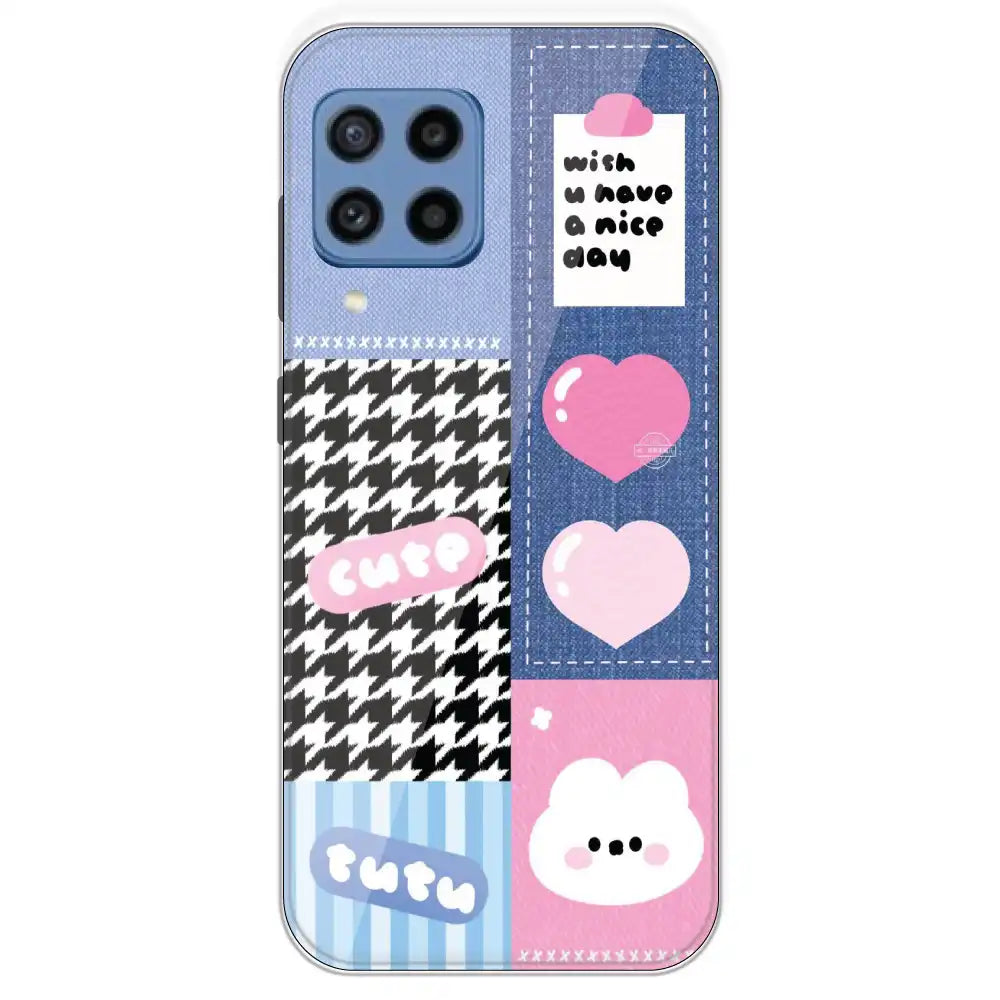Cute Pink Bear Collage - Printed Silicone Case For Samsung Galaxy M22