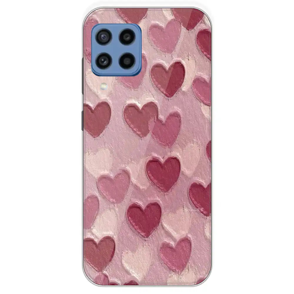 Pastel Hearts Love - Printed Silicone Case For Samsung Galaxy M22
