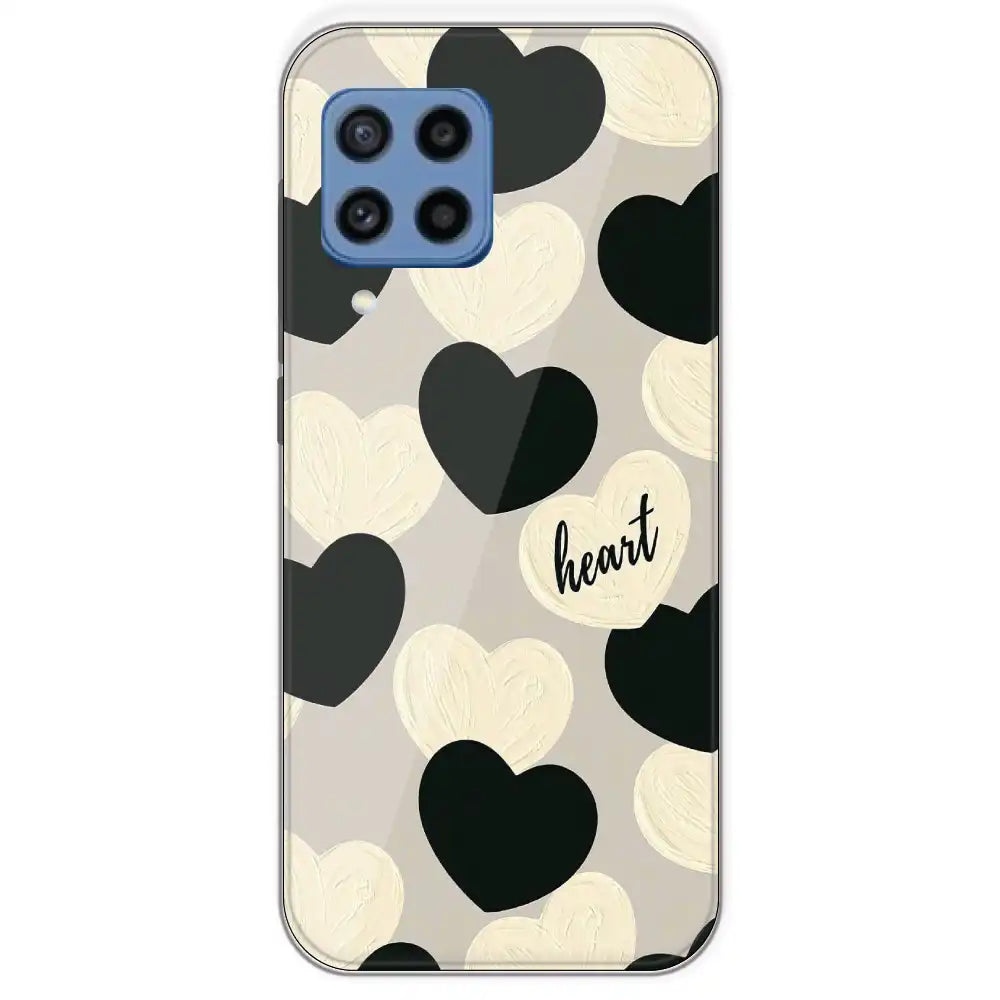 Black And White Heart - Printed Silicone Case For Samsung Galaxy M22