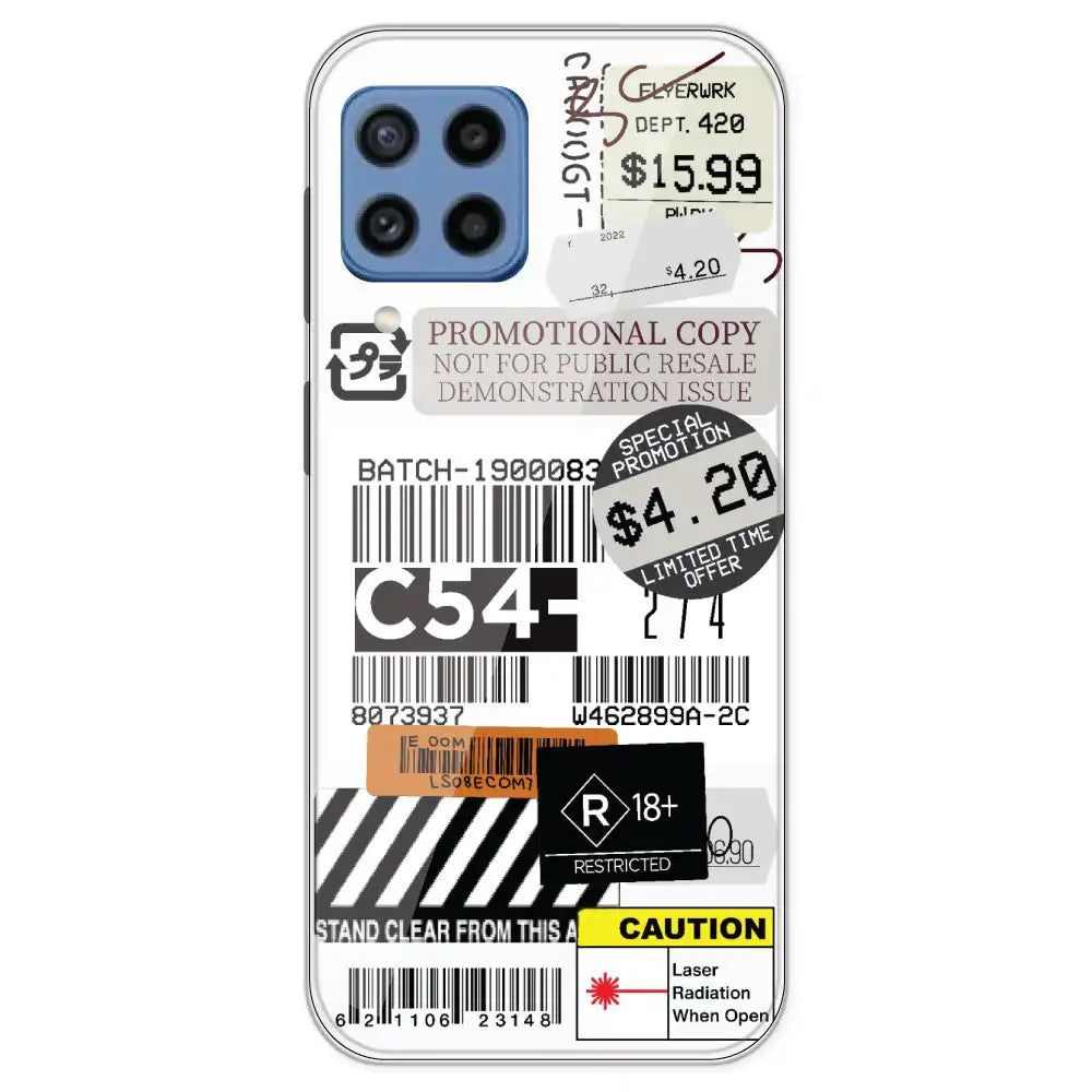 Labels - Clear Printed Silicone Case For Samsung Galaxy M22