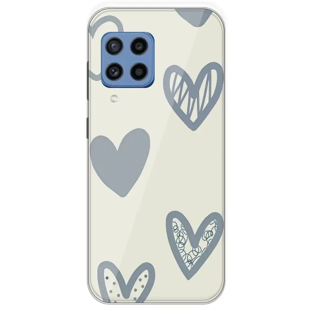 Light Blue Hearts - Printed Silicone Case For Samsung Galaxy M22