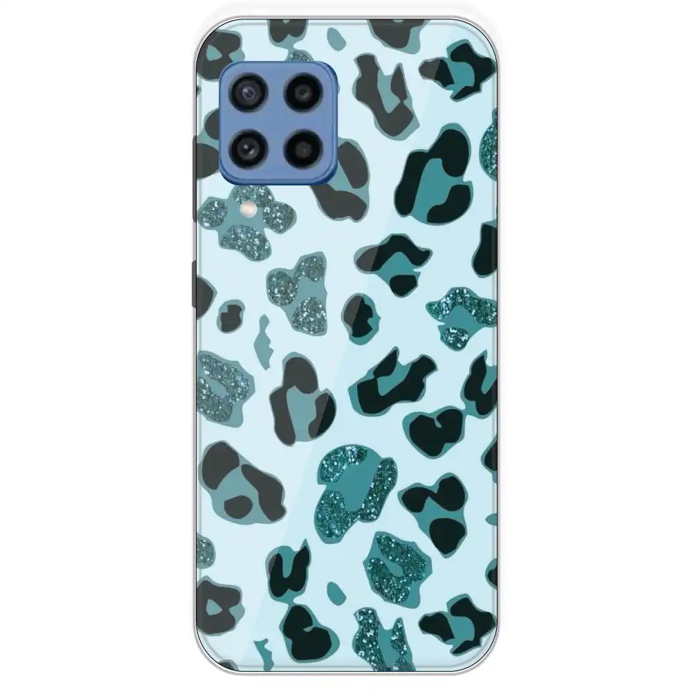 Blue Leopard Glitter Print - Printed Silicone Case For Samsung Galaxy 
M22