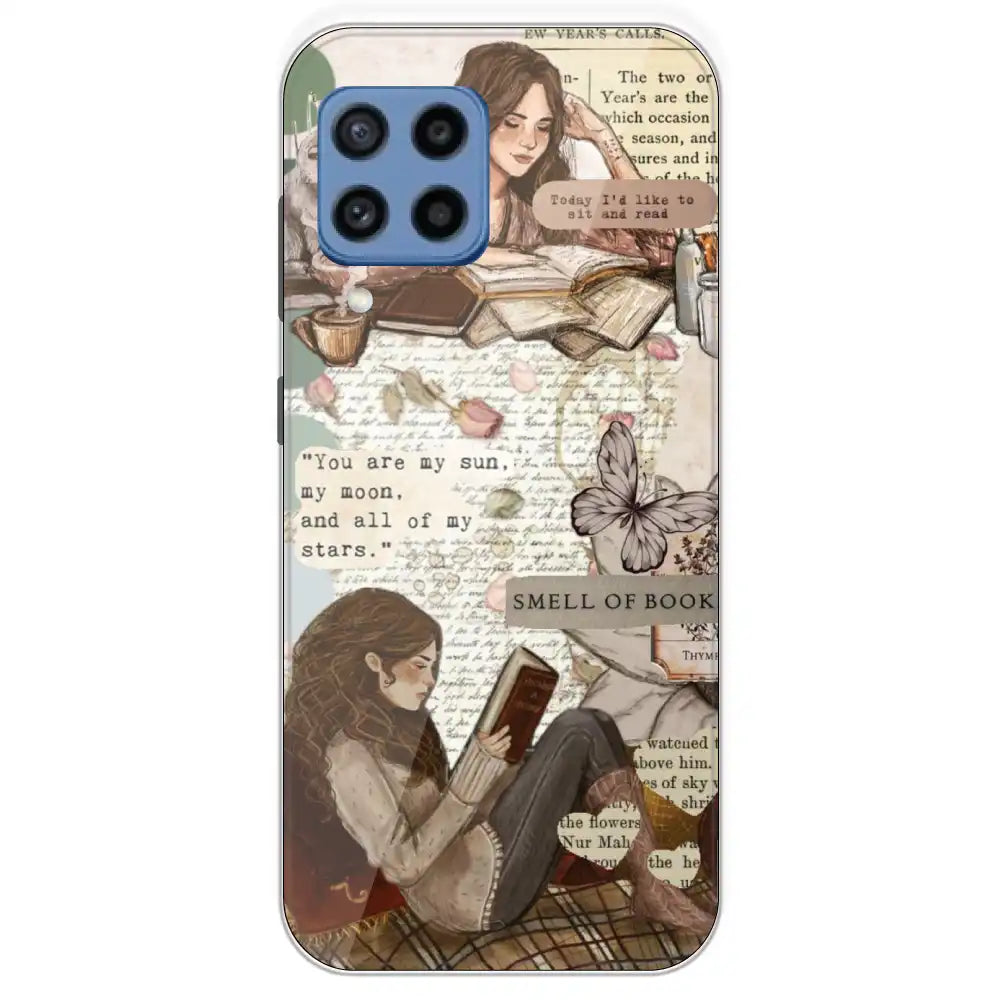 Book Collage - Printed Silicone Case For Samsung Galaxy M22