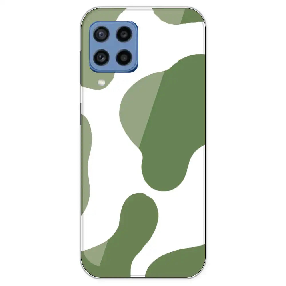 Olive Green Cow Print - Clear Printed Silicone Case For Samsung Galaxy M22