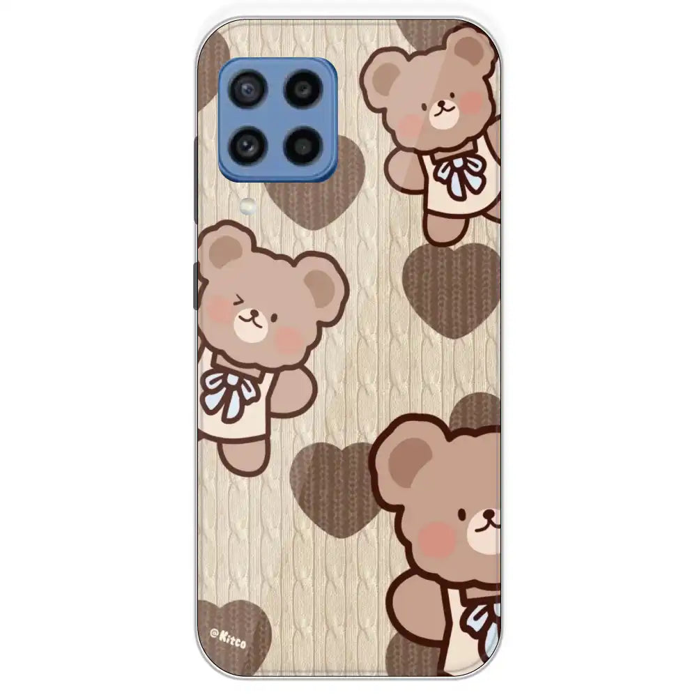 Teddy Heart - Printed Silicone Case For Samsung Galaxy M22