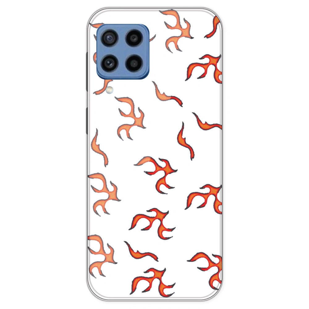 Orange Mini Flames - Clear Printed Silicone Case For Samsung Galaxy M22