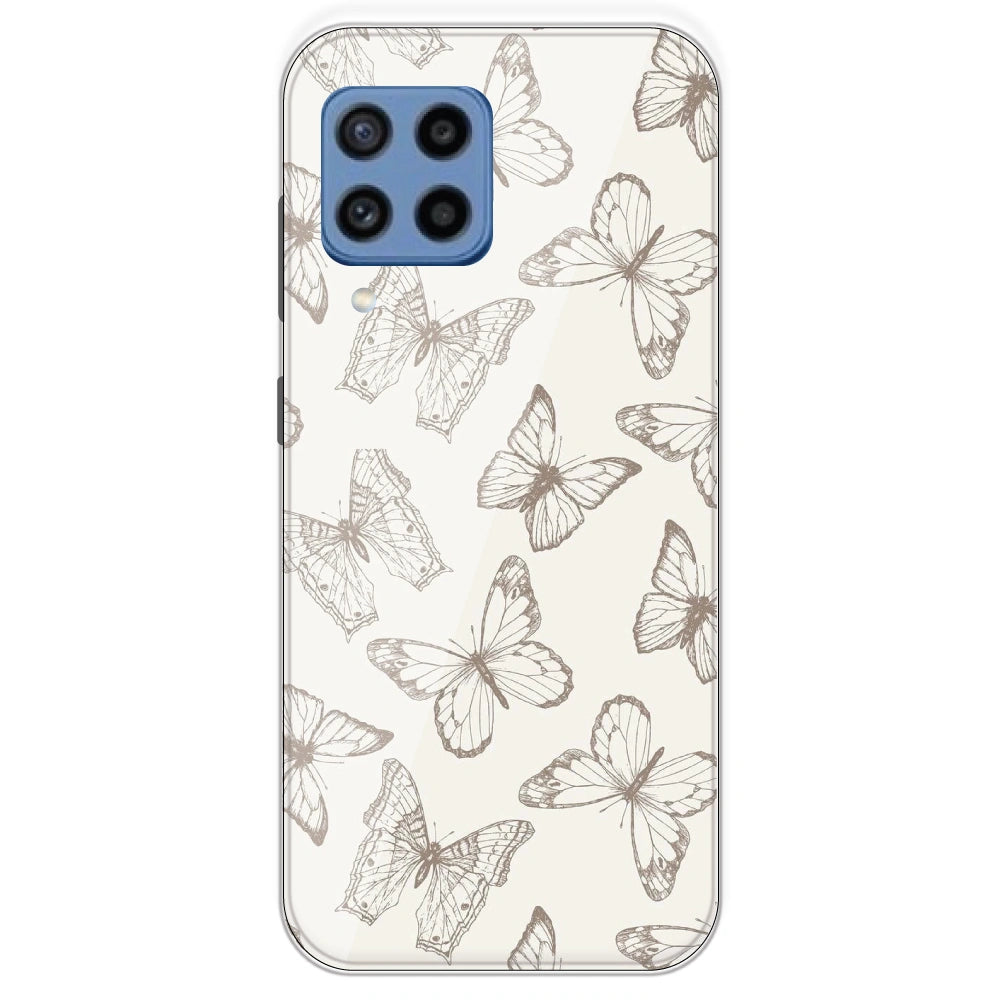 White Butterflies - Printed Silicone Case For Samsung Galaxy M22