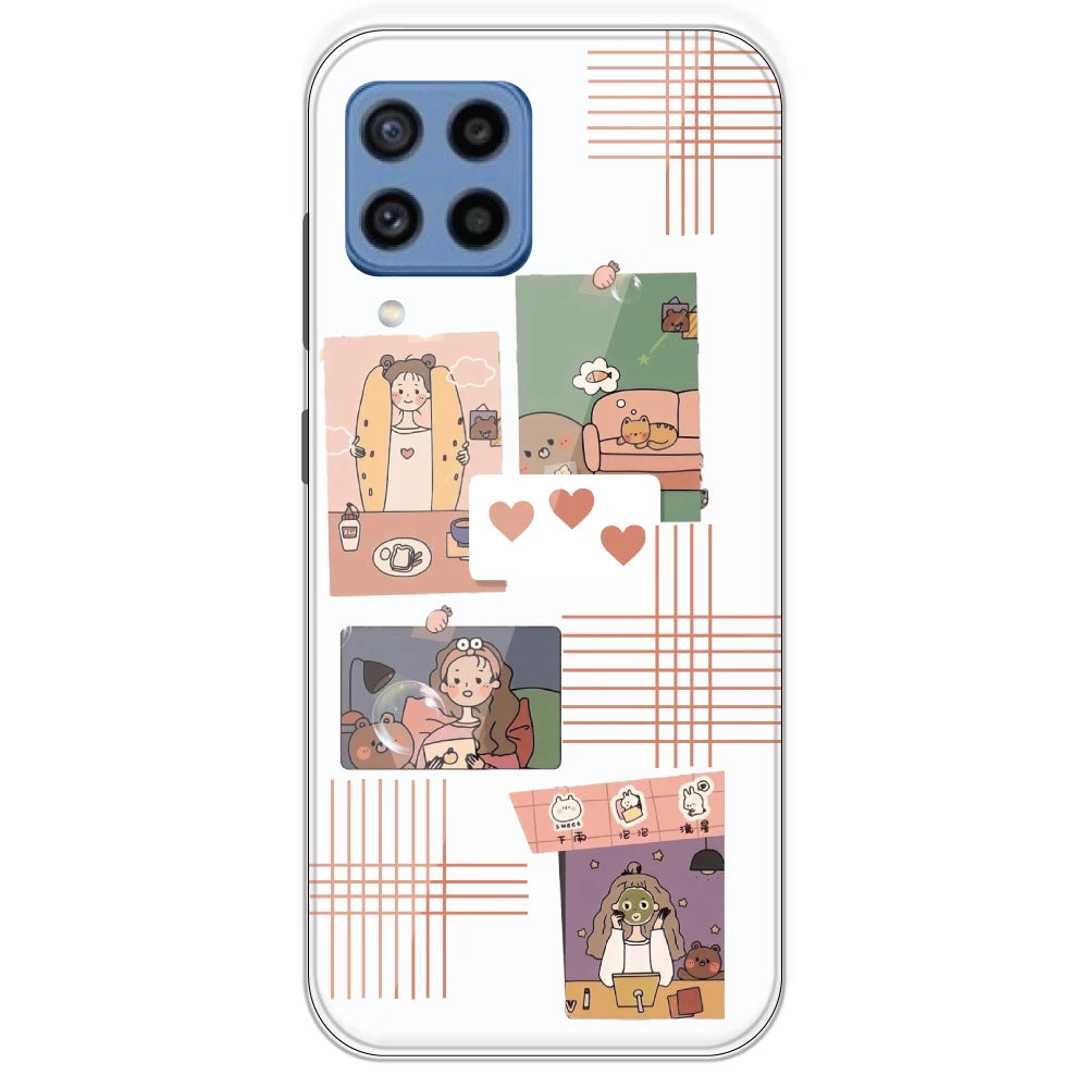 Cute Girl Collage - Clear Printed Silicone Case For Samsung Galaxy M22
