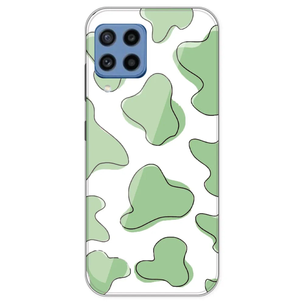 Green Cow Print - Clear Printed Silicone Case For Samsung Galaxy M22