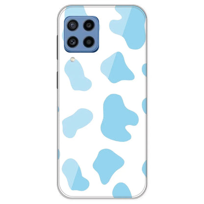 Blue Cow Print - Clear Printed Silicone Case For Samsung Galaxy M22