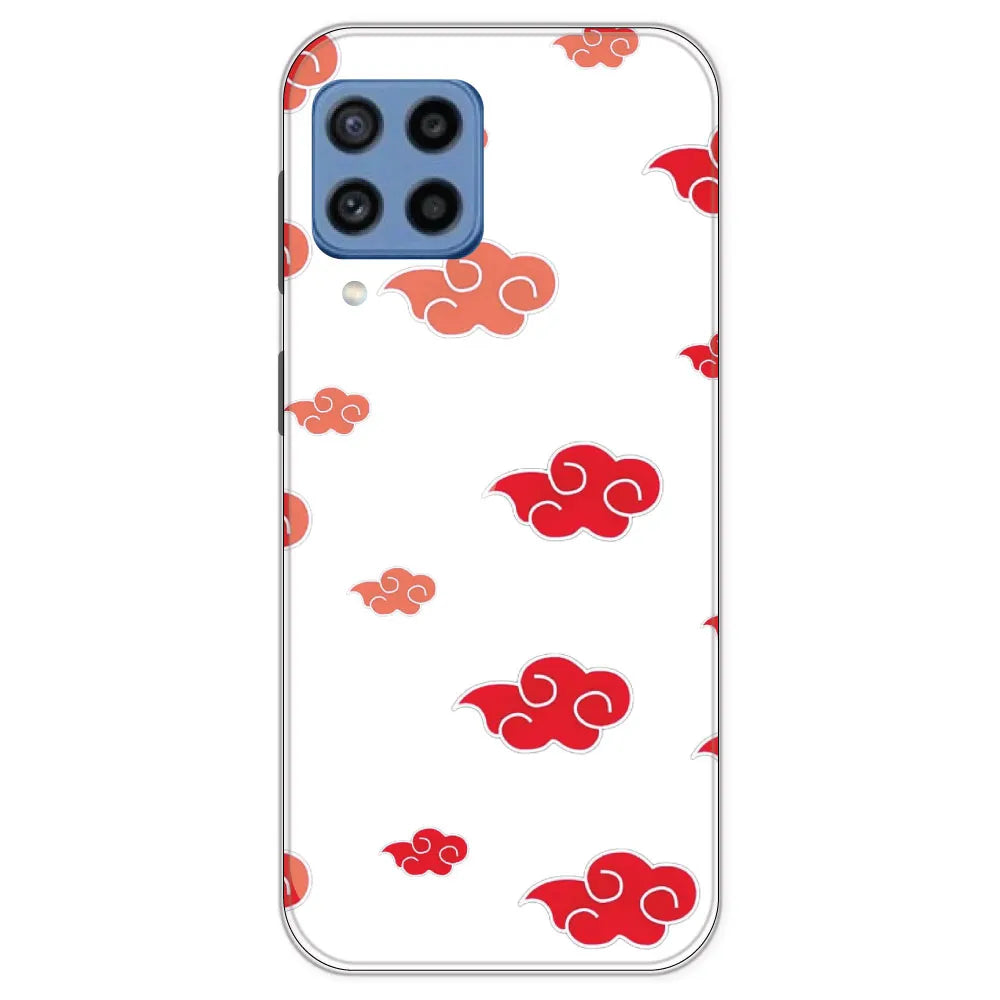 Red Clouds - Clear Printed Silicone Case For Samsung Galaxy M22