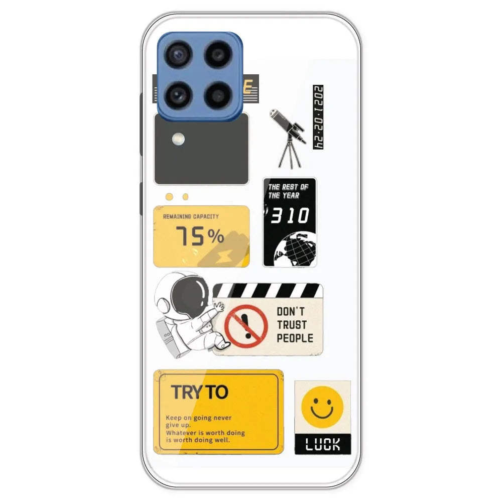 Space - Clear Printed Silicone Case For Samsung Galaxy M22