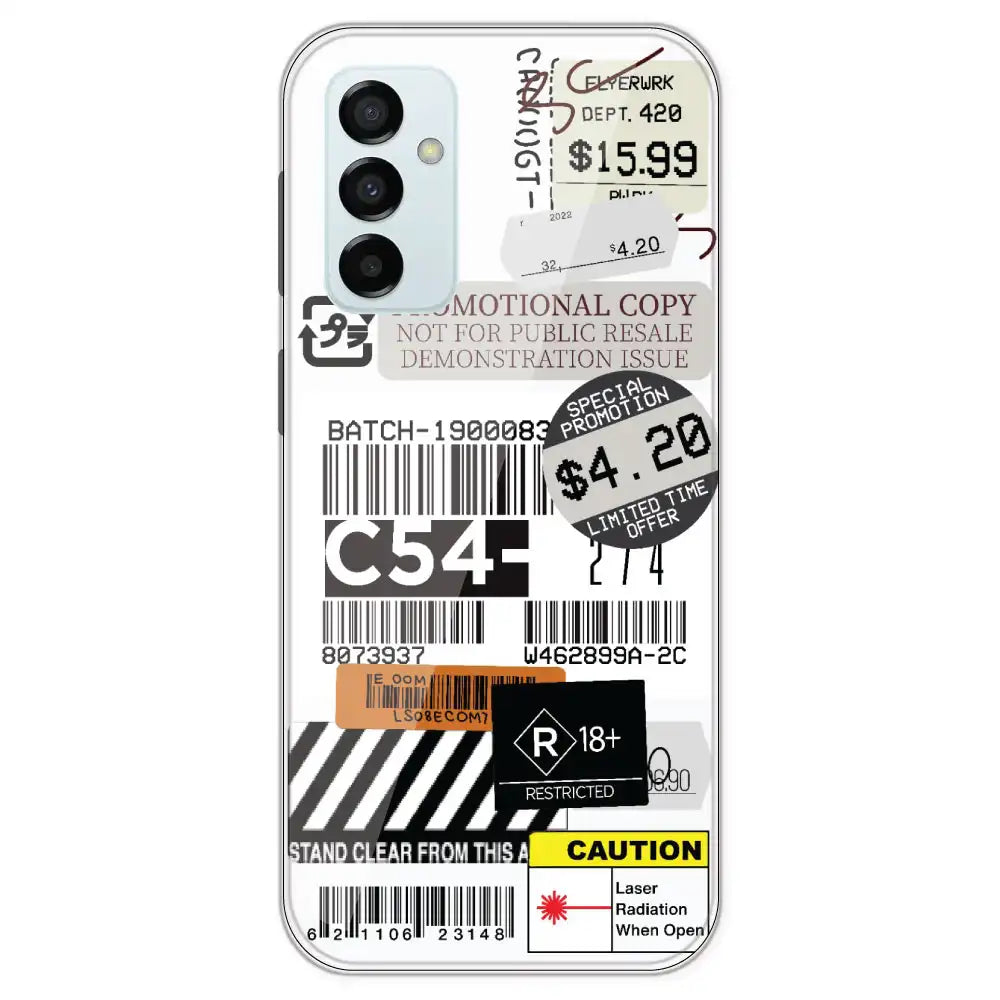 Labels - Clear Printed Silicone Case For Samsung Galaxy M23