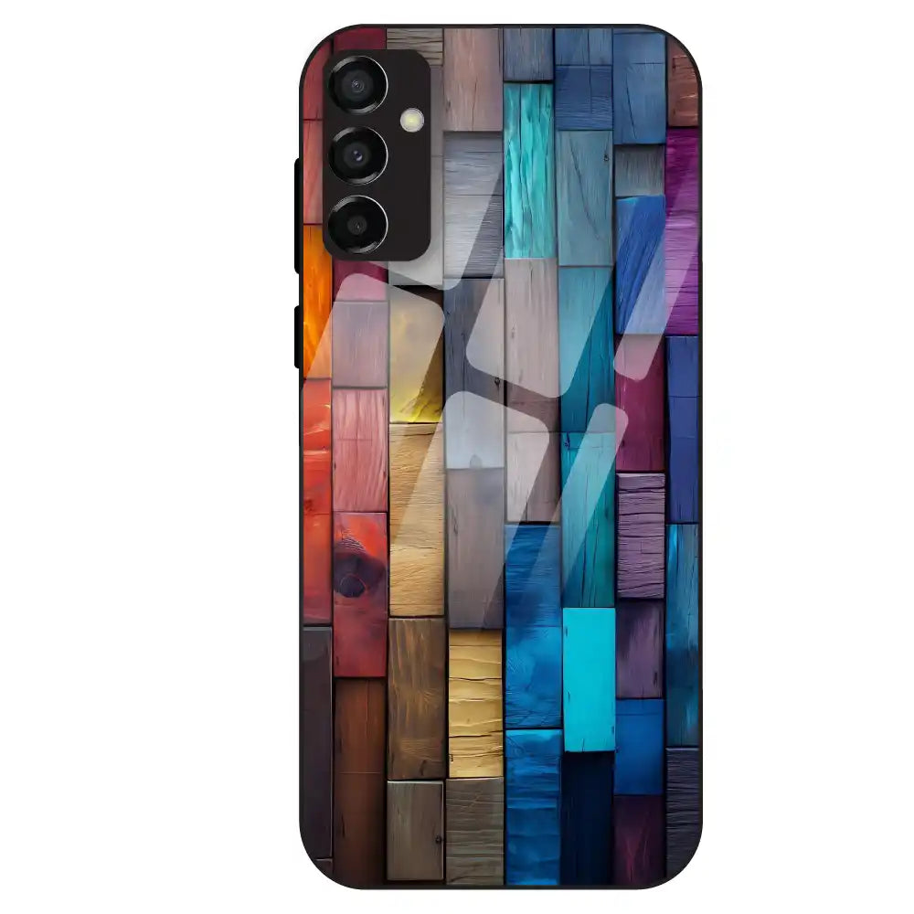 Color Block Wood Texture - Glass Case For Samsung Galaxy M23