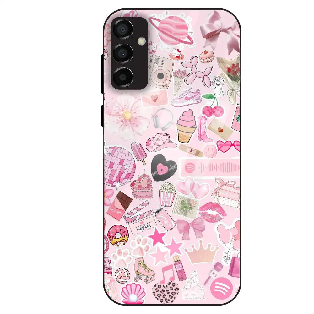 Pink Pop Aesthetic Collage - Glass Case For Samsung Galaxy M23